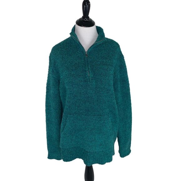 Natural Reflections Sweaters - Natural Reflections Women's S Small 1/4 Zip Mock Neck Sweater Green Plush Soft
